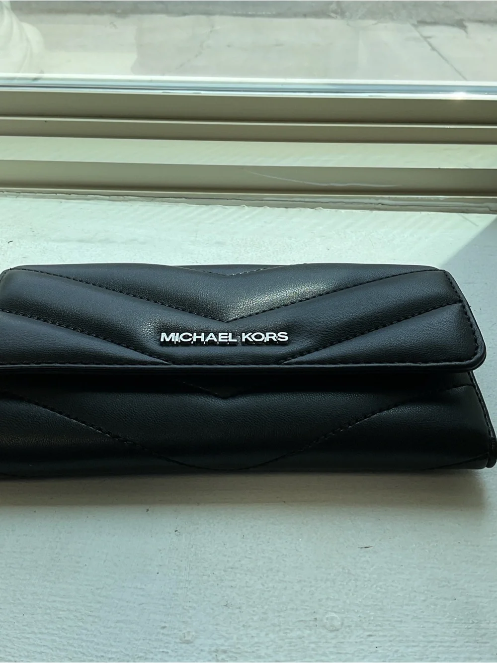 Michael Kors NWT Black Quilted Leather Trifold Wallet